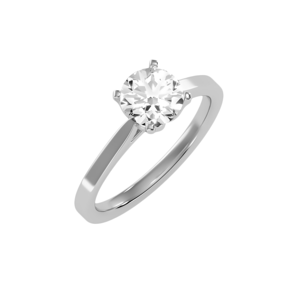 EcoMoissanite 1.29 CTW Round Colorless Moissanite Four Prong Tulip Cathedral Solitaire Engagement Ring