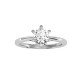 EcoMoissanite 1.05 CTW Round Colorless Moissanite Six Prong Bridge Accent Cathedral Solitaire Engagement Ring