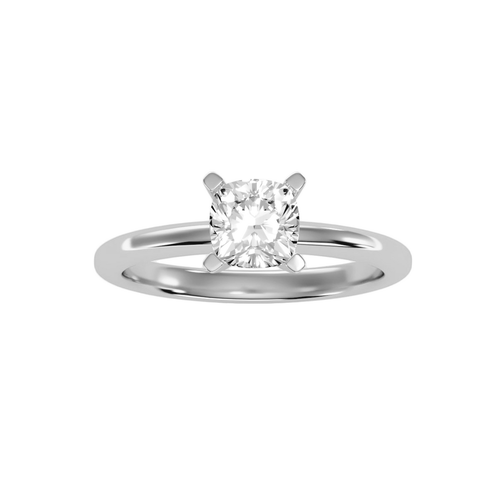 EcoMoissanite 1.12 CTW Cushion Colorless Moissanite Four Prong Classic Solitaire Engagement Ring