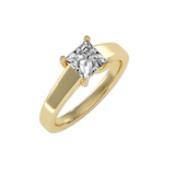 EcoMoissanite 1.35 CTW Princess Colorless Moissanite Four Prong Basket Cathedral Solitaire Engagement Ring