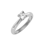 EcoMoissanite 0.80 CTW Princess Colorless Moissanite Four Prong Bridge Accent Cathedral Solitaire Engagement Ring