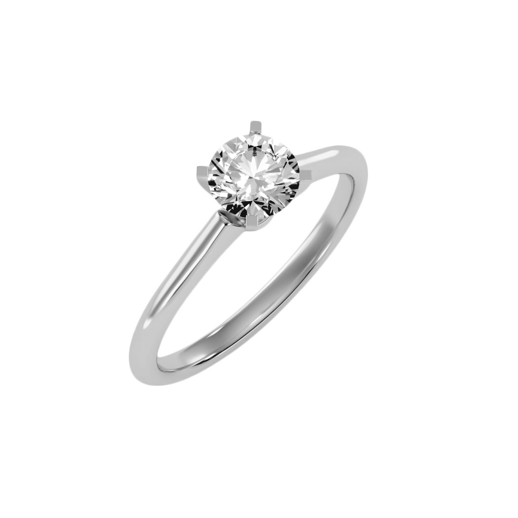 EcoMoissanite 0.81 CTW Round Colorless Moissanite Four Prong Classic Solitaire Engagement Ring