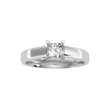 EcoMoissanite 0.57 CTW Princess Colorless Moissanite Four Prong Basket Cathedral Solitaire Engagement Ring