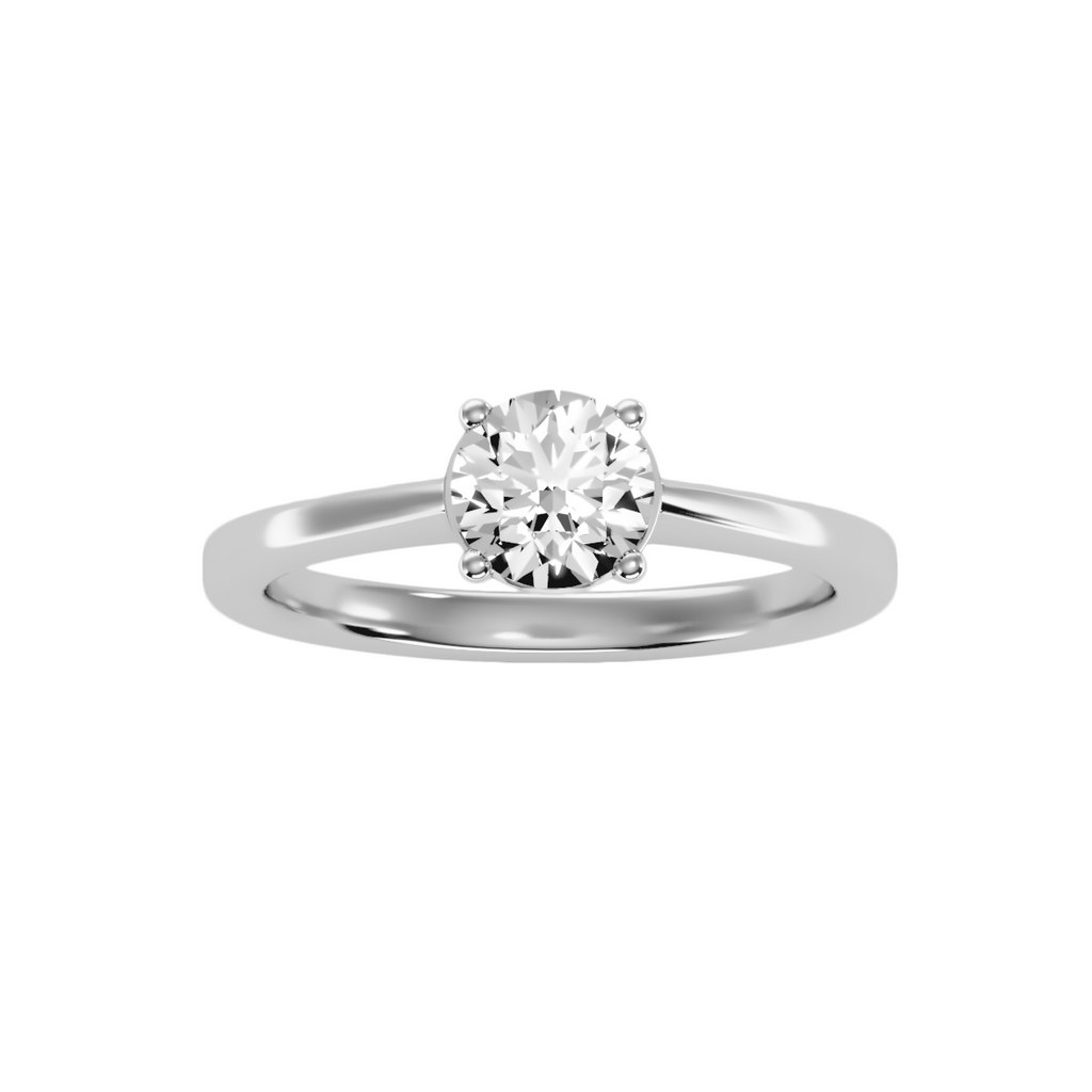 EcoMoissanite 0.98 CTW Round Colorless Moissanite Four Prong Basket Solitaire Engagement Ring