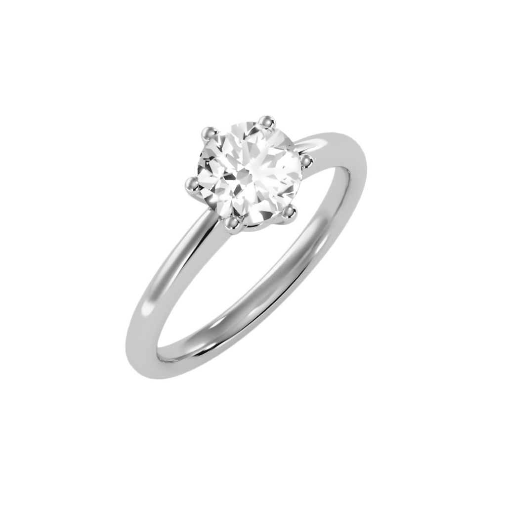 EcoMoissanite 1.29 CTW Round Colorless Moissanite Six Prong Basket Solitaire Engagement Ring