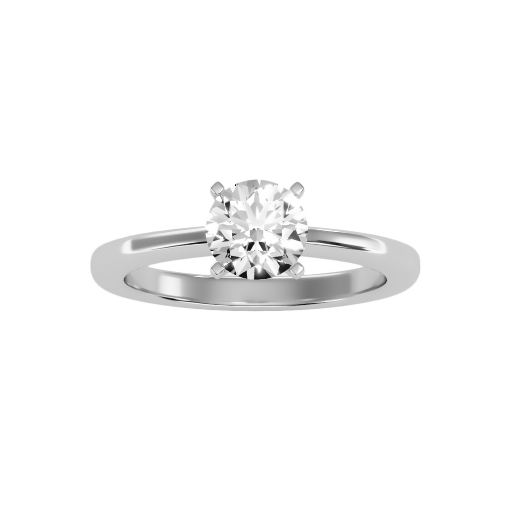 EcoMoissanite 1.18 CTW Round Colorless Moissanite Four Prong Basket Solitaire Engagement Ring