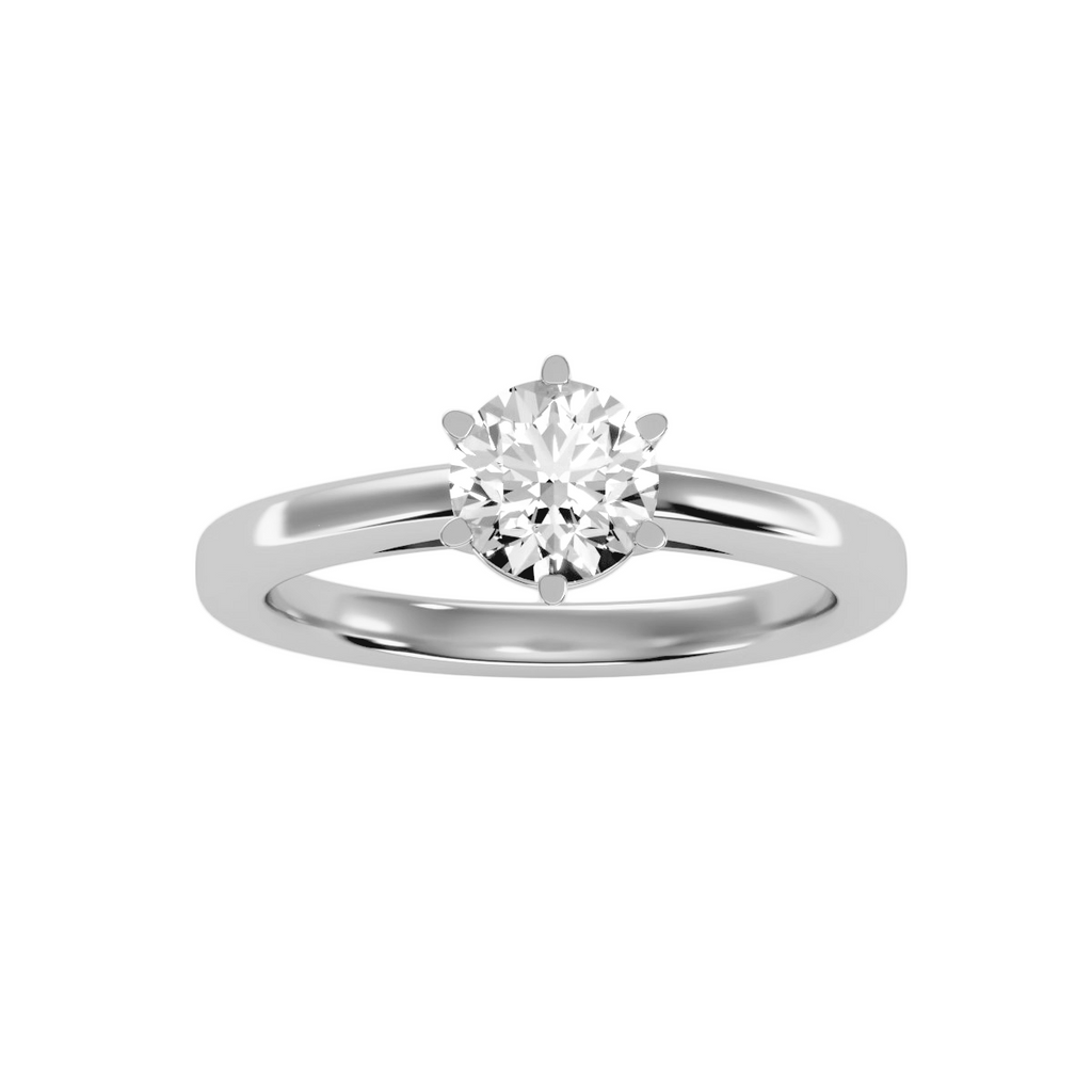 EcoMoissanite 1.18 CTW Round Colorless Moissanite Six Prong Basket Cathedral Solitaire Engagement Ring
