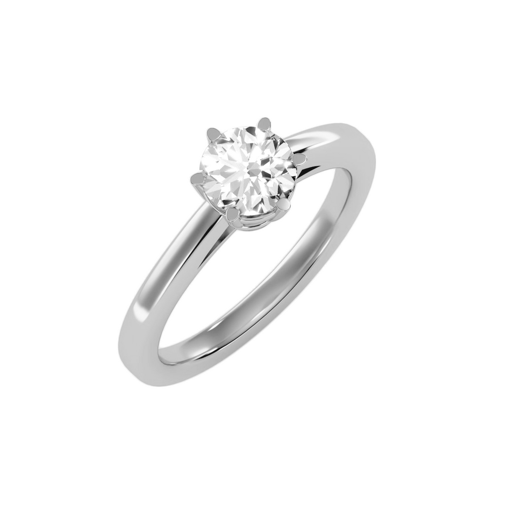 EcoMoissanite 1.18 CTW Round Colorless Moissanite Six Prong Basket Cathedral Solitaire Engagement Ring