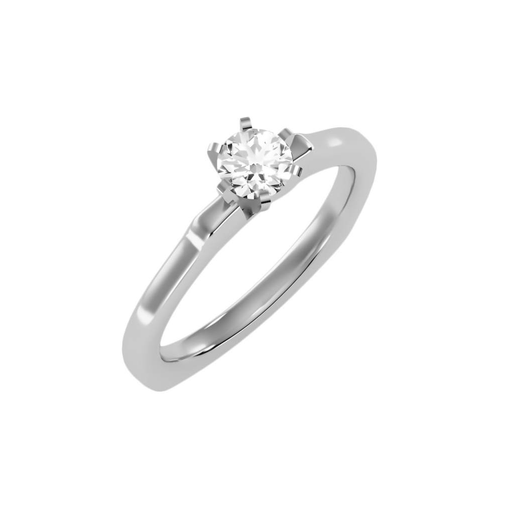 EcoMoissanite 0.47 CTW Round Colorless Moissanite Six Prong Euro Shank Solitaire Engagement Ring