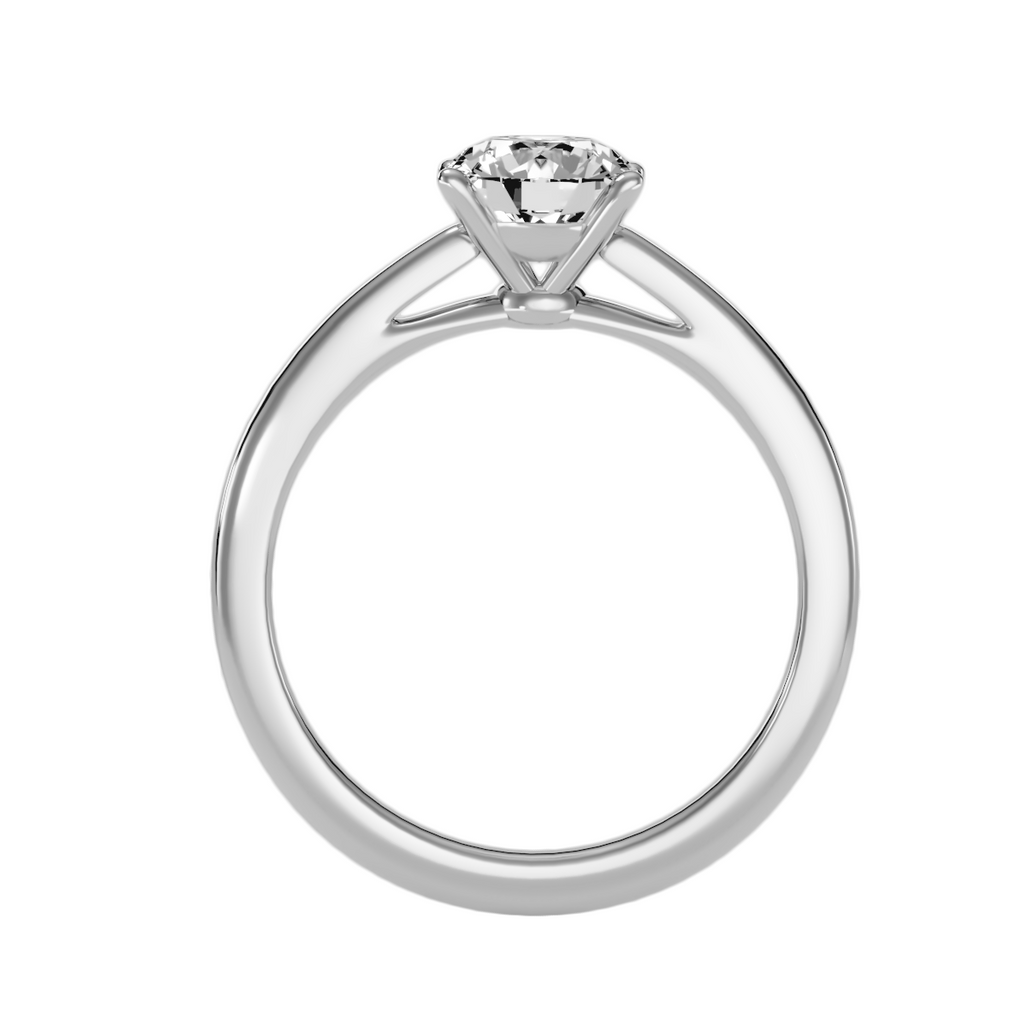 EcoMoissanite 1.08 CTW Round Colorless Moissanite Four Prong Basket Cathedral Solitaire Engagement Ring