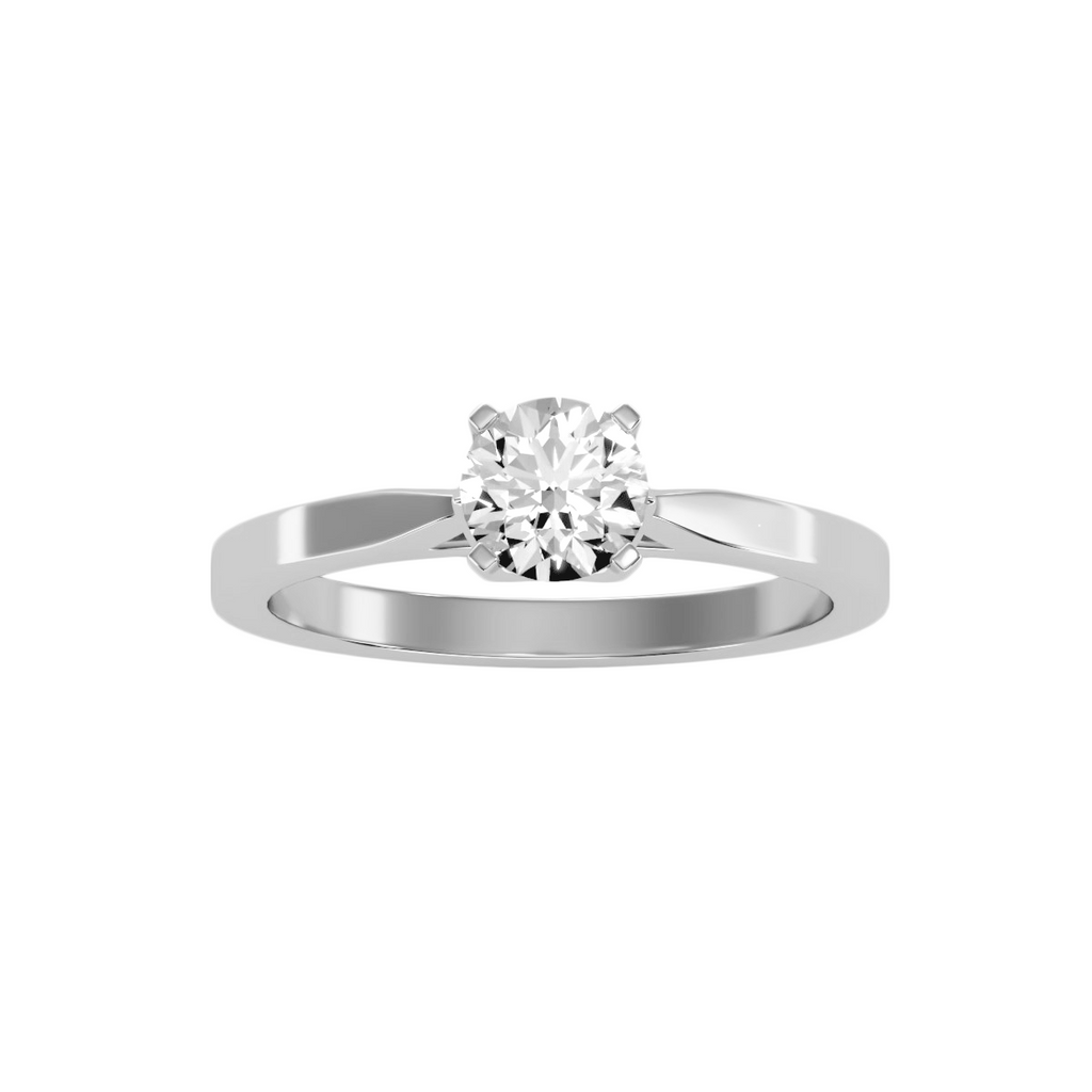EcoMoissanite 0.73 CTW Round Colorless Moissanite Four Prong Double Tulip Solitaire Engagement Ring