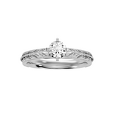 EcoMoissanite 0.59 CTW Round Colorless Moissanite Four Prong Antique Solitaire Engagement Ring