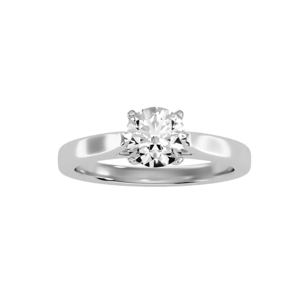 EcoMoissanite 1.18 CTW Round Colorless Moissanite Four Prong Basket Cathedral Solitaire Engagement Ring