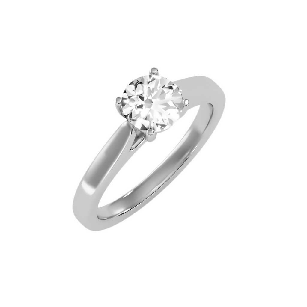 EcoMoissanite 1.18 CTW Round Colorless Moissanite Four Prong Basket Cathedral Solitaire Engagement Ring