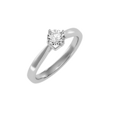 EcoMoissanite 0.54 CTW Round Colorless Moissanite Four Prong Bridge Accent Cathedral Solitaire Engagement Ring