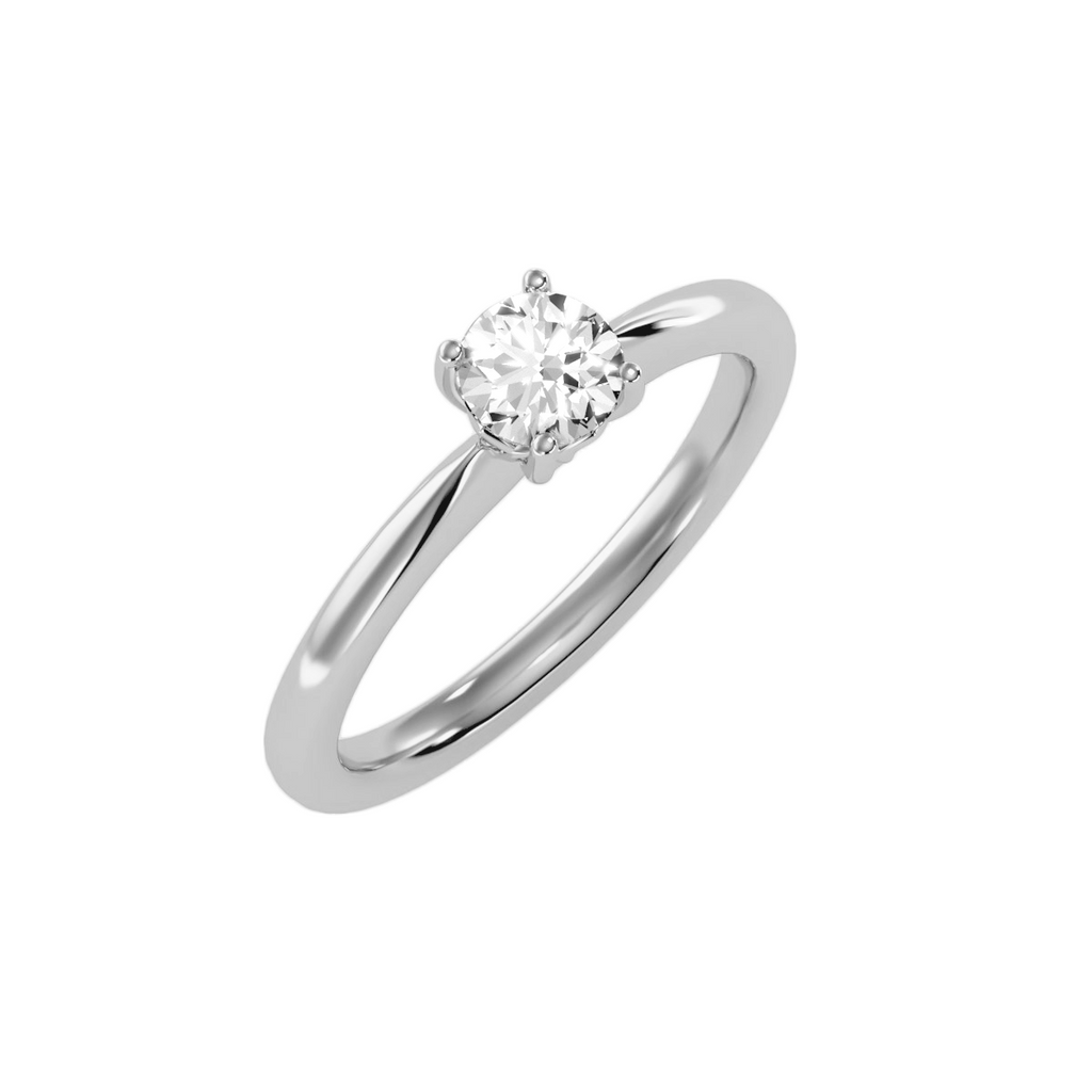 EcoMoissanite 0.53 CTW Round Colorless Moissanite Four Prong Modern Solitaire Engagement Ring