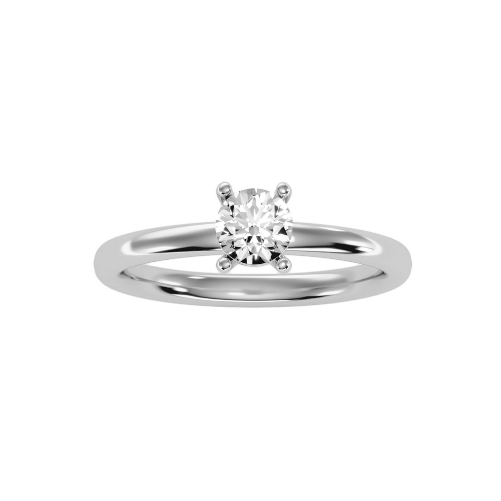 EcoMoissanite 0.53 CTW Round Colorless Moissanite Four Prong Basket Solitaire Engagement Ring