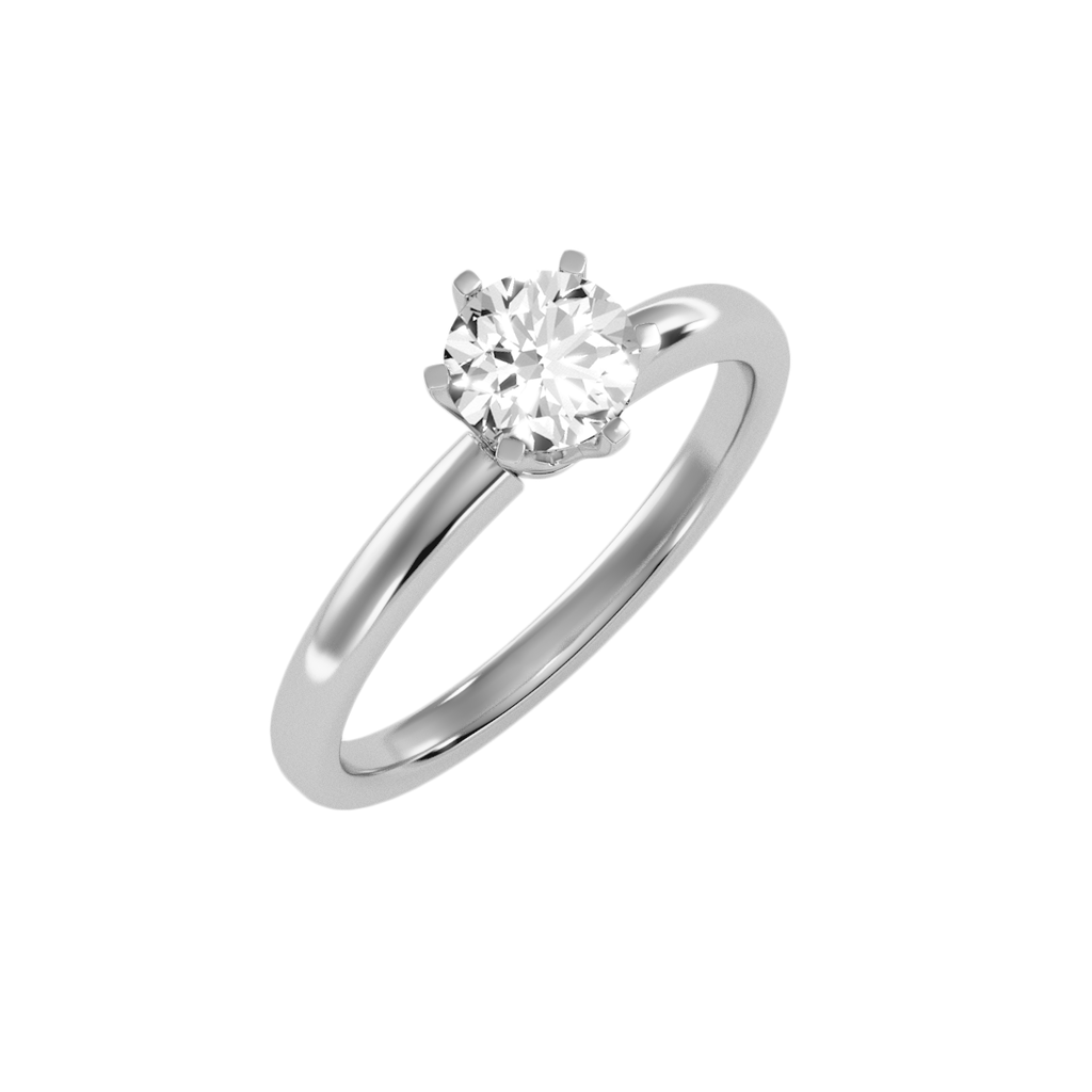 EcoMoissanite 0.81 CTW Round Colorless Moissanite Six Prong Contemporary Solitaire Engagement Ring
