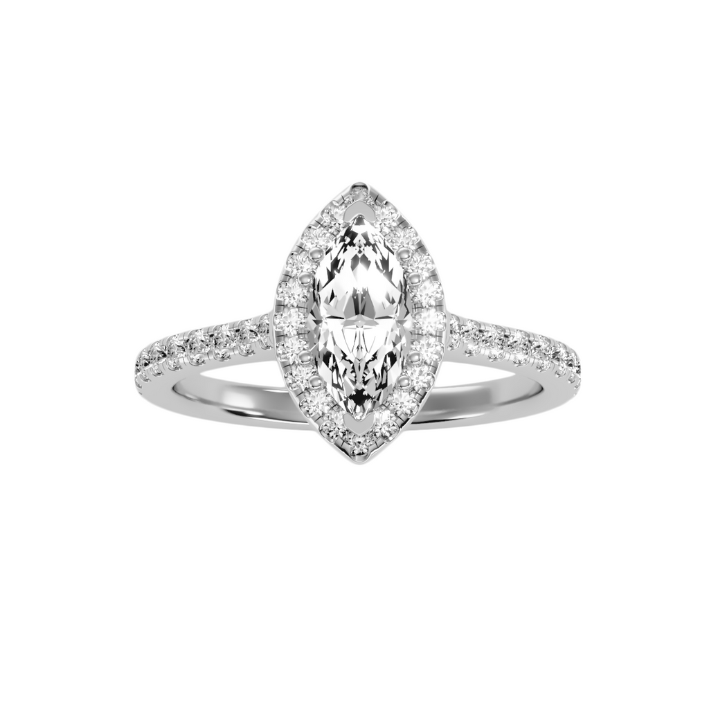 EcoMoissanite 1.33 CTW Marquise Colorless Moissanite Halo Ring