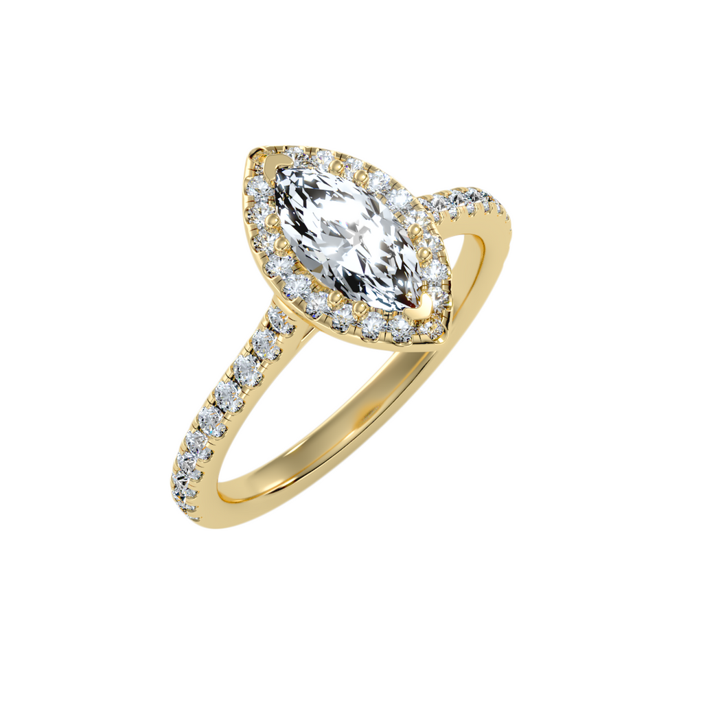EcoMoissanite 1.33 CTW Marquise Colorless Moissanite Halo Ring