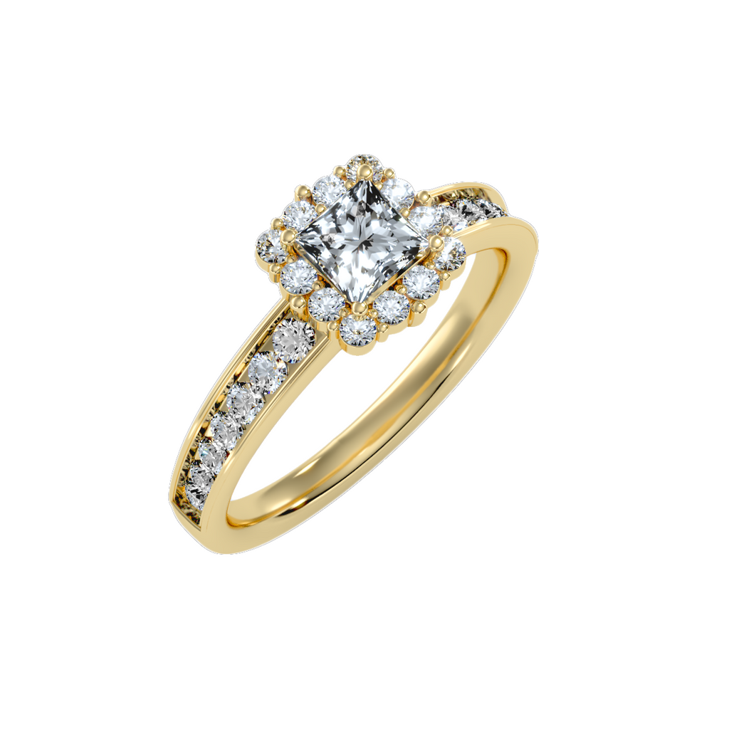 EcoMoissanite 1.15 CTW Princess Colorless Moissanite Channel Halo Ring