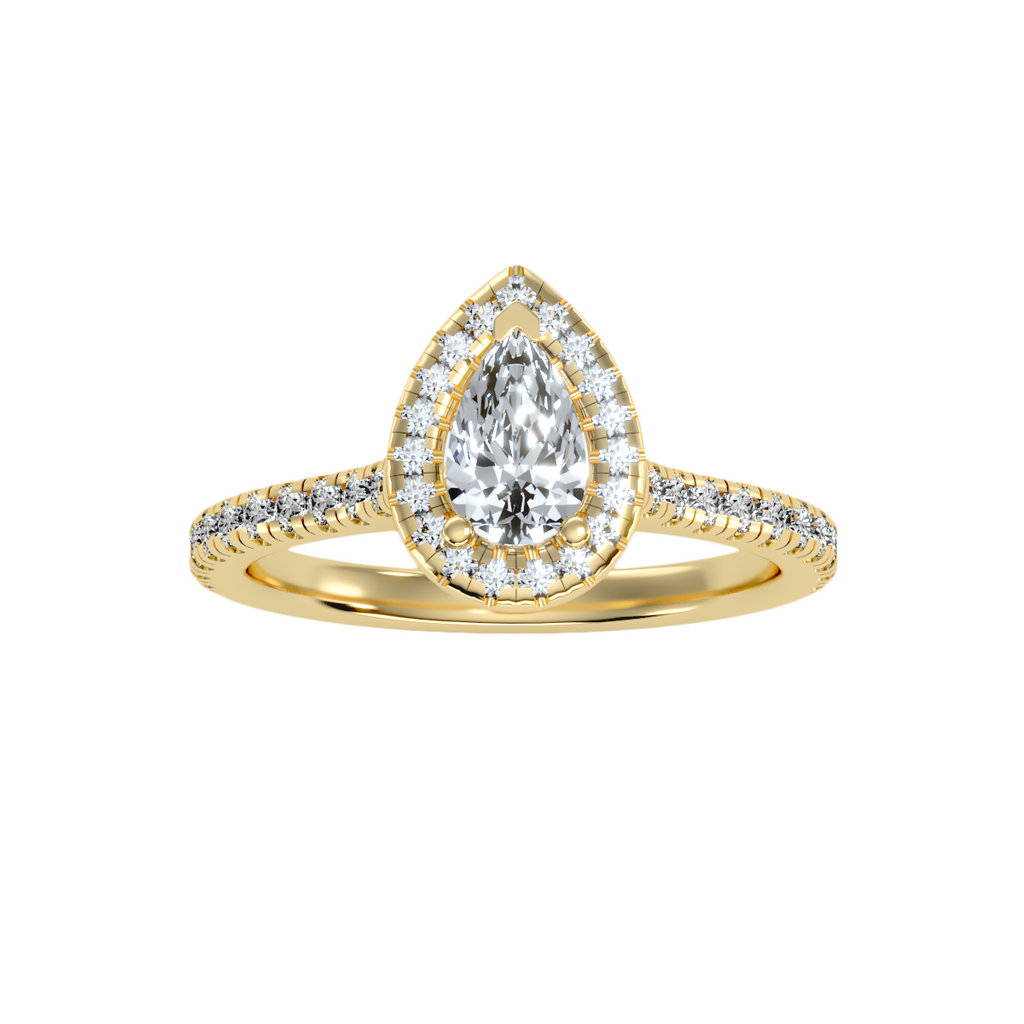 EcoMoissanite 1.09 CTW Pear Colorless Moissanite Halo Ring