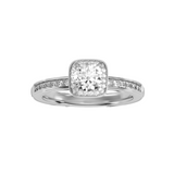 EcoMoissanite 0.92 CTW Round Colorless Moissanite Channel Halo Ring