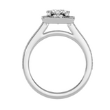 EcoMoissanite 1.92 CTW Cushion Colorless Moissanite Channel Halo Ring