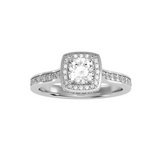EcoMoissanite 1.52 CTW Cushion Colorless Moissanite Channel Halo Ring
