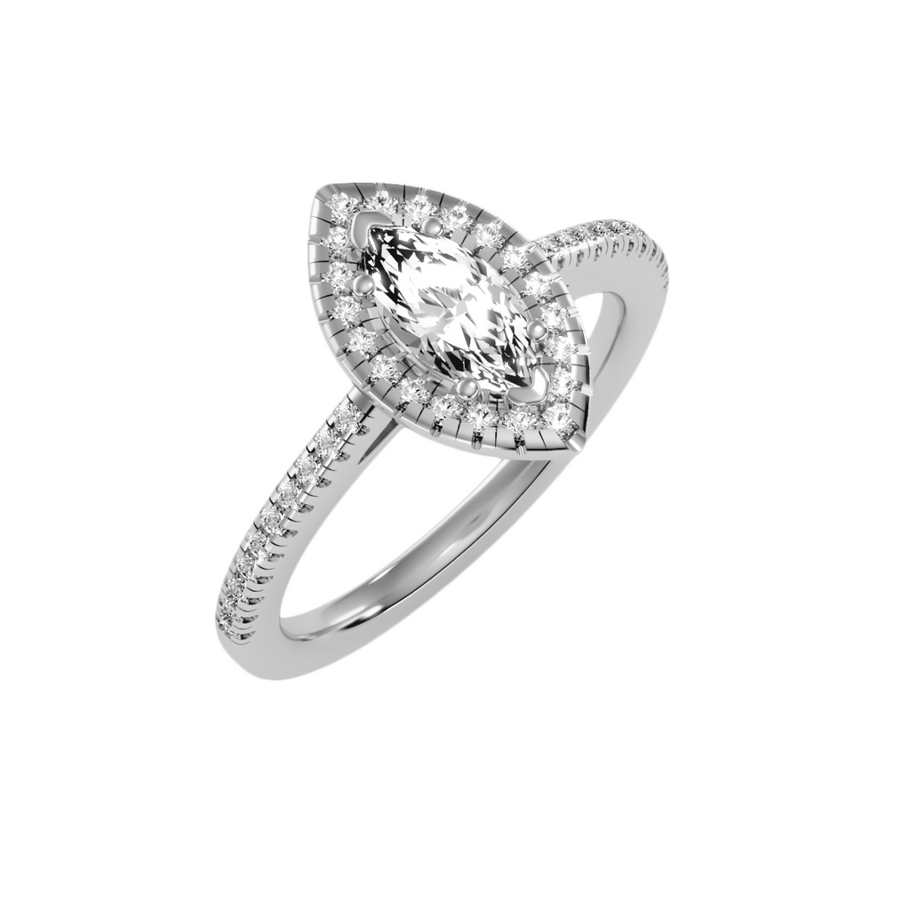 EcoMoissanite 0.89 CTW Marquise Colorless Moissanite Halo Ring
