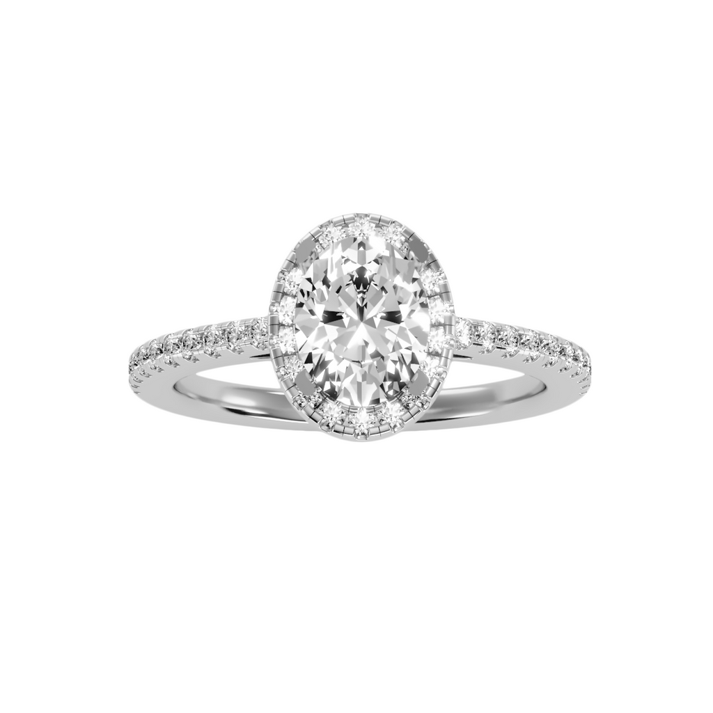 EcoMoissanite 2.03 CTW Oval Colorless Moissanite Halo Ring