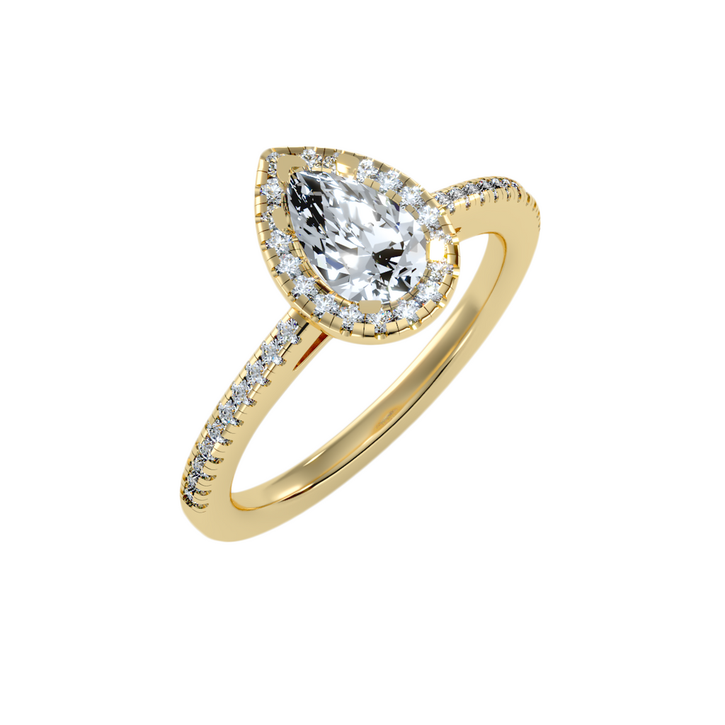 EcoMoissanite 1.26 CTW Pear Colorless Moissanite Halo Ring