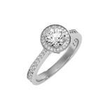 EcoMoissanite 1.40 CTW Round Colorless Moissanite Channel Halo Ring