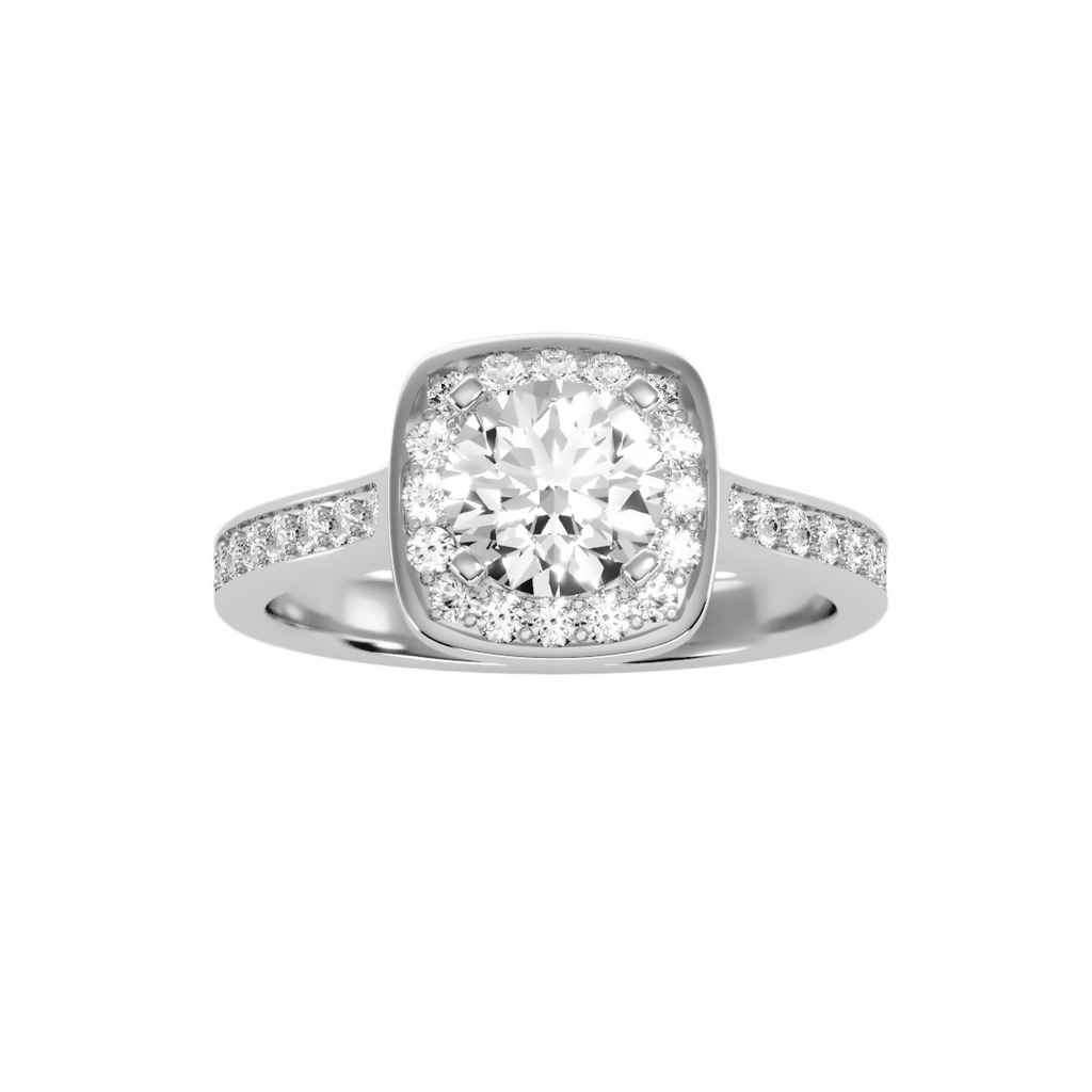 EcoMoissanite 1.67 CTW Round Colorless Moissanite Channel Halo Ring