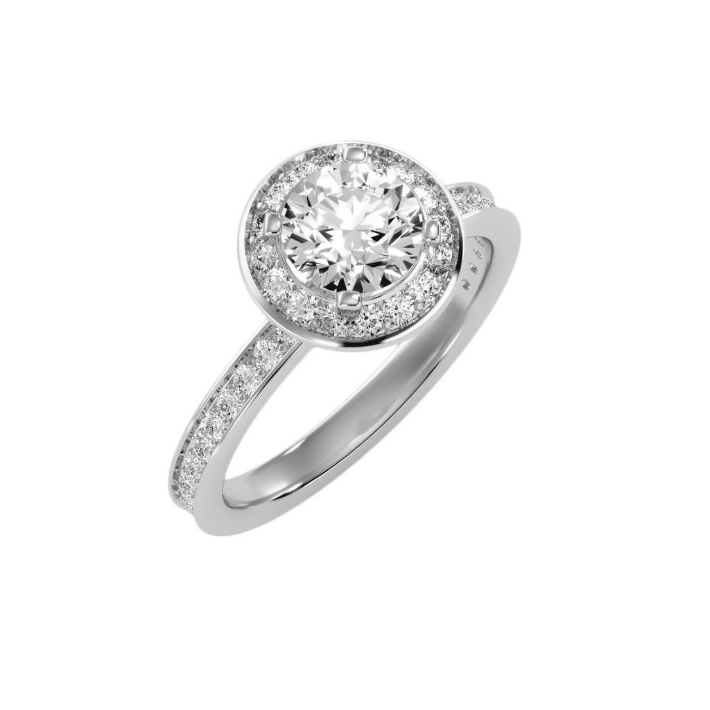 EcoMoissanite 1.73 CTW Round Colorless Moissanite Channel Halo Ring