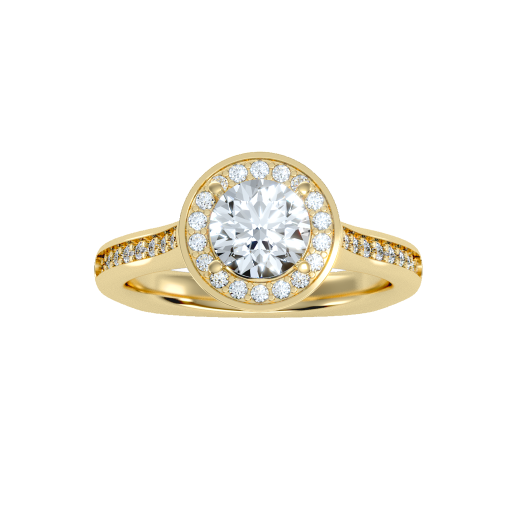 EcoMoissanite 1.39 CTW Round Colorless Moissanite Channel Halo Ring