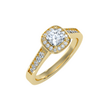 EcoMoissanite 0.96 CTW Cushion Colorless Moissanite Channel Halo Ring