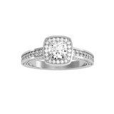 EcoMoissanite 1.41 CTW Round Colorless Moissanite Channel Halo Ring