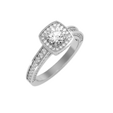 EcoMoissanite 1.41 CTW Round Colorless Moissanite Channel Halo Ring