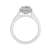 EcoMoissanite 1.13 CTW Round Colorless Moissanite Floral Channel Halo Ring
