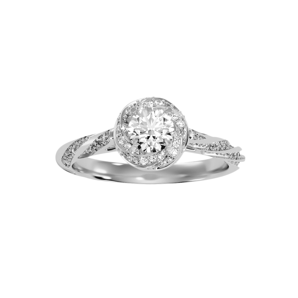 EcoMoissanite 0.94 CTW Round Colorless Moissanite Floral Halo Ring
