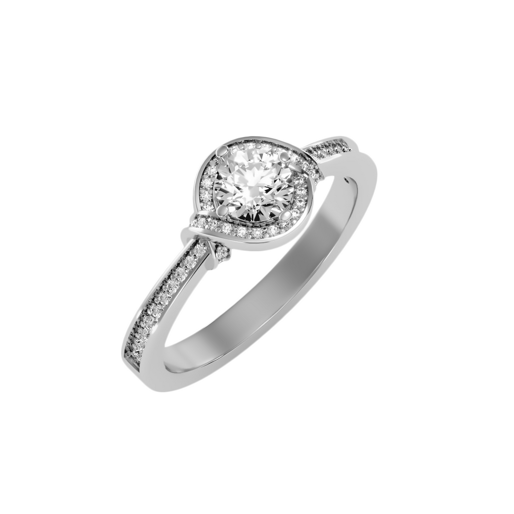 EcoMoissanite 0.69 CTW Round Colorless Moissanite Knot Halo Ring