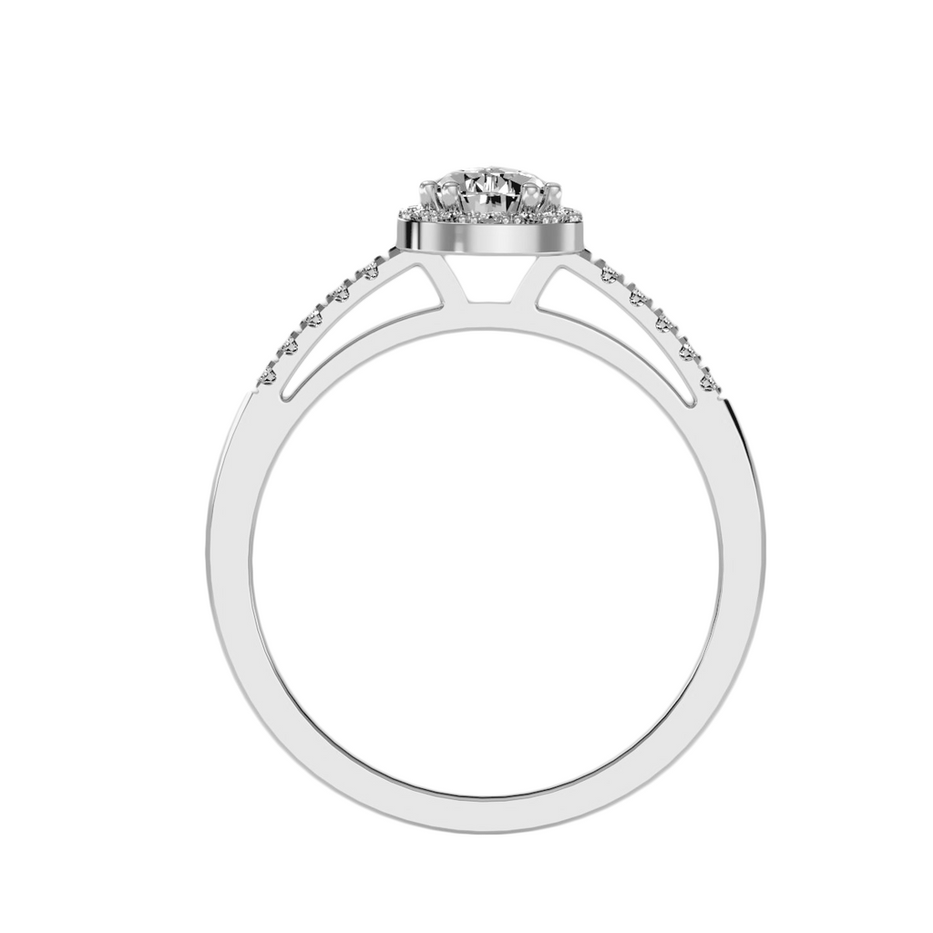 EcoMoissanite 1.04 CTW Pear Colorless Moissanite Halo Ring