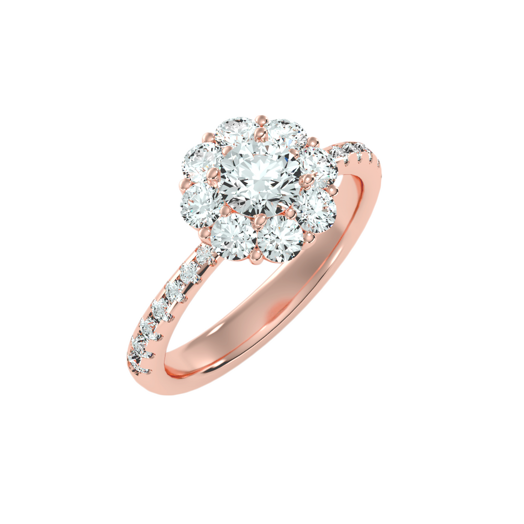 EcoMoissanite 1.64 CTW Round Colorless Moissanite Floral Halo Ring