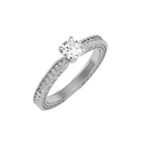 EcoMoissanite 0.62 CTW Round Colorless Moissanite Side Stone Ring