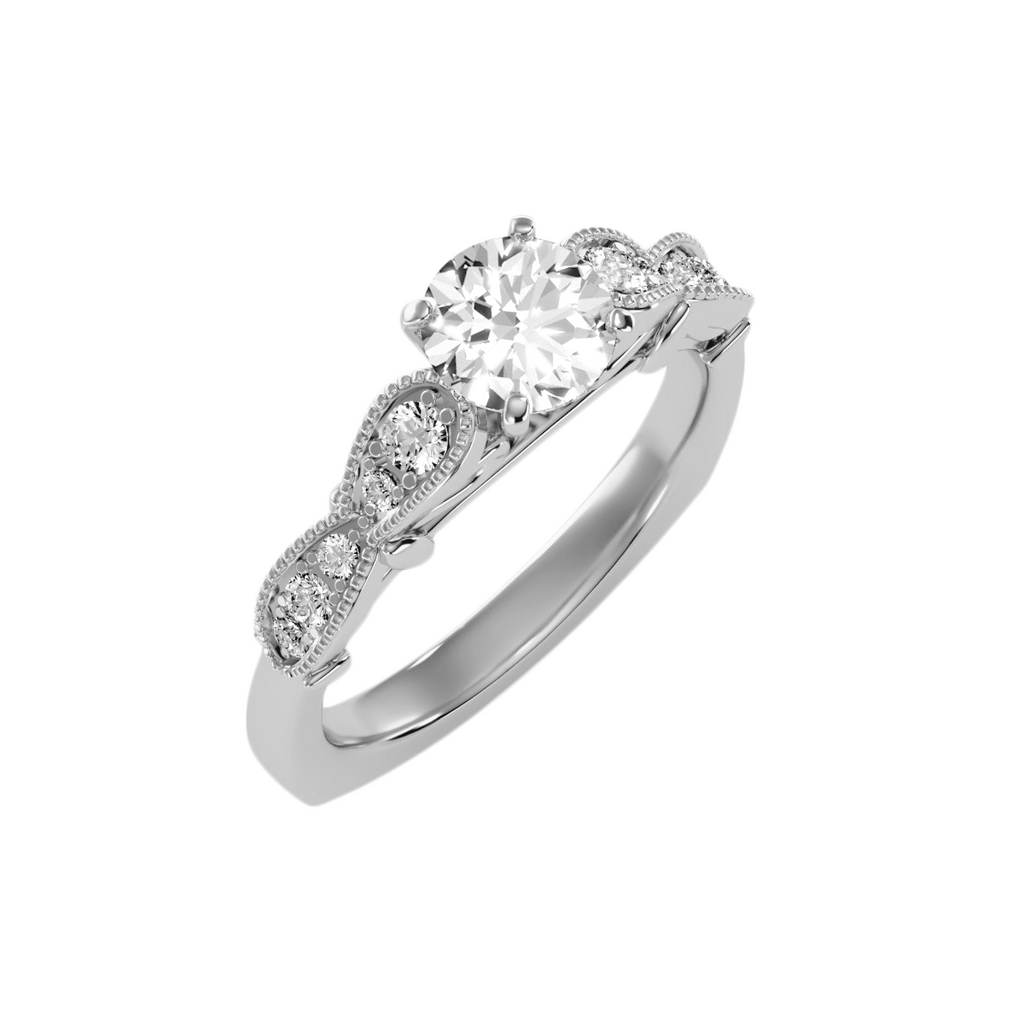EcoMoissanite 0.76 CTW Round Colorless Moissanite Side Stone Ring