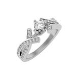 EcoMoissanite 0.94 CTW Round Colorless Moissanite Side Stone Ring