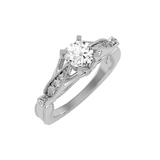 EcoMoissanite 1.00 CTW Round Colorless Moissanite Side Stone Ring