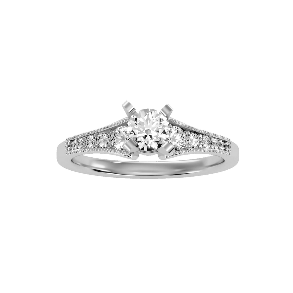 EcoMoissanite 1.49 CTW Round Colorless Moissanite Side Stone Ring