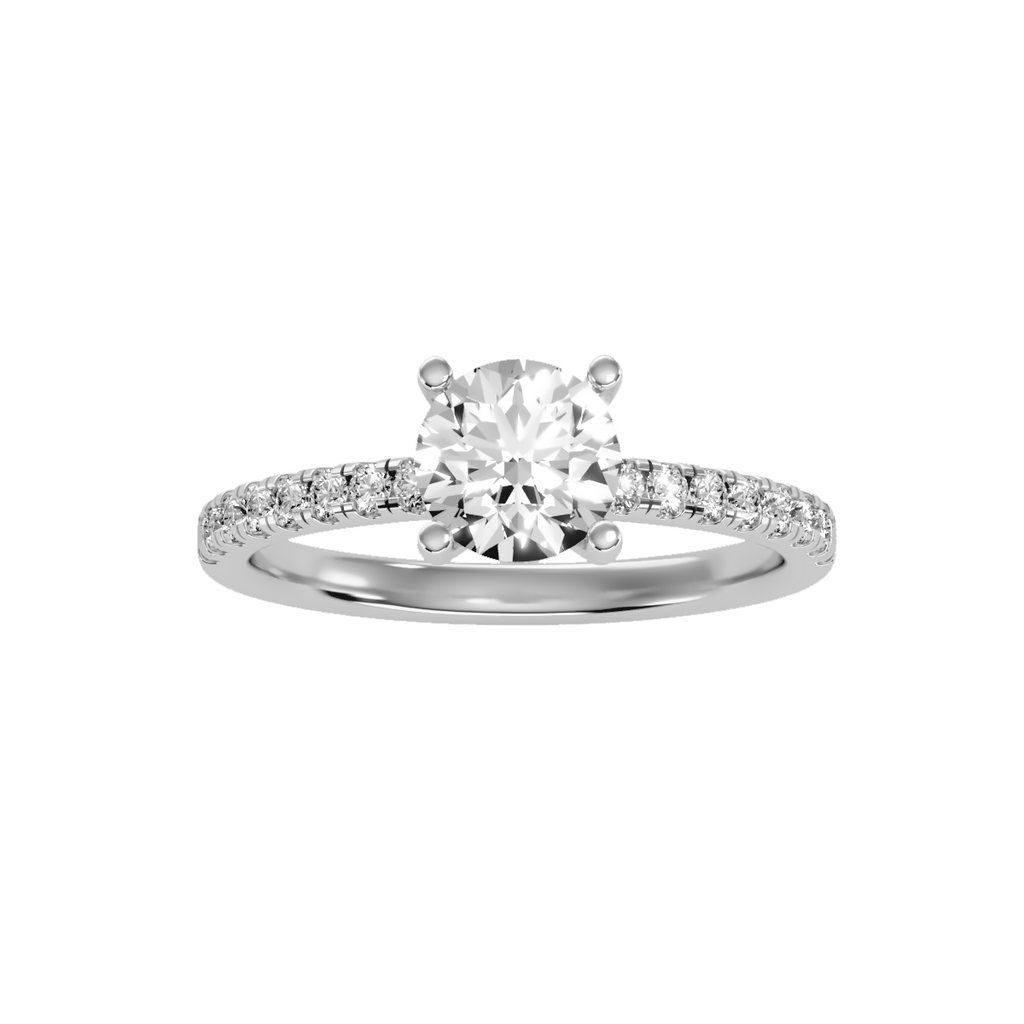 EcoMoissanite 1.43 CTW Round Colorless Moissanite Side Stone Ring